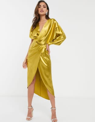 asos yellow wrap dress