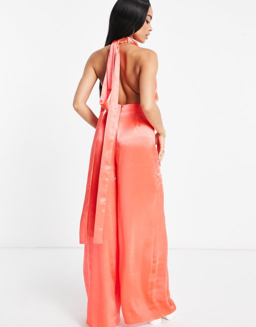 Asos coral jumpsuit online