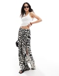 [ASOS DESIGN] ASOS DESIGN high split maxi skirt in mono zebra print-Multi 4 Mono zebra