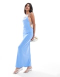 [ASOS DESIGN] ASOS DESIGN high square neck midi dress with strappy back in blue 16 Blue