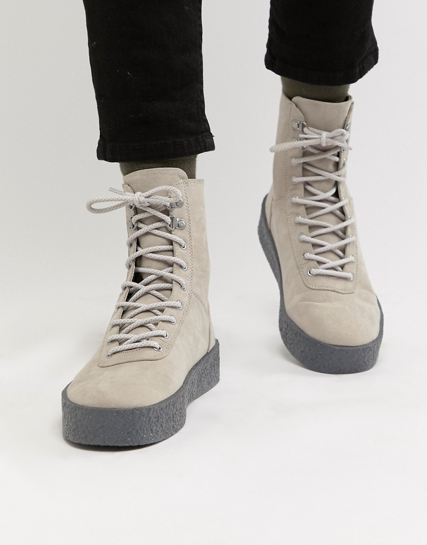 ASOS DESIGN high top hiker trainers in grey-White