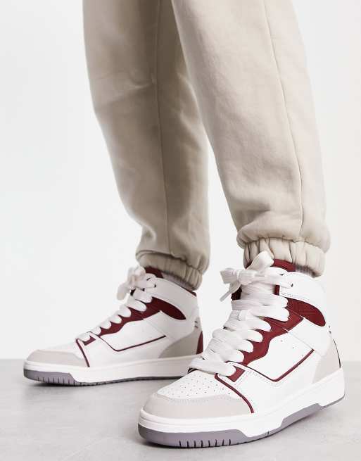 Nike red best sale white high tops