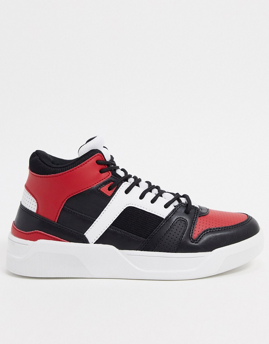 ASOS DESIGN - High top sneakers i sort og rød