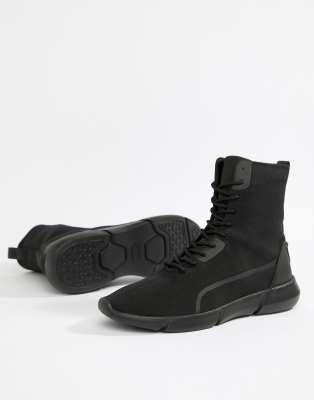 asos high top sneakers in black mesh