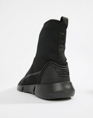 asos high top sneakers in black mesh