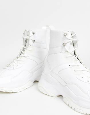 white chunky high top sneakers