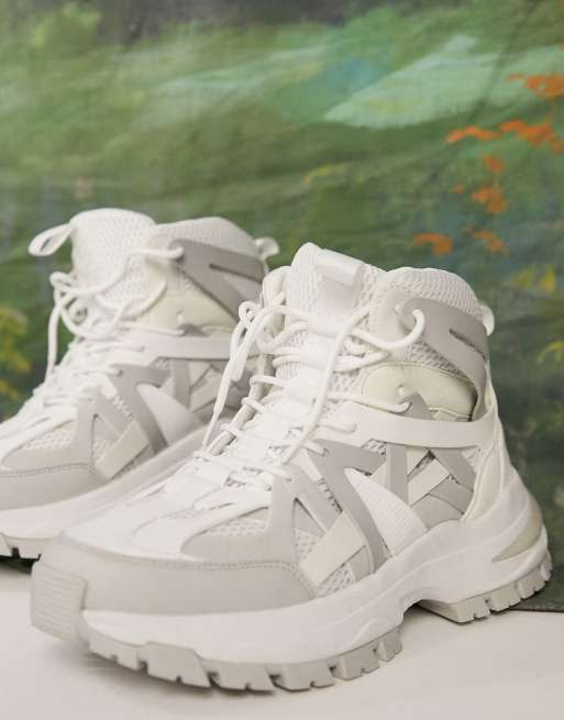 Chunky white 2025 high top sneakers