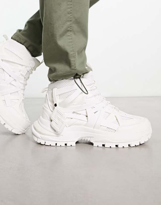 ASOS DESIGN high top sneakers with rubber panels and white sole