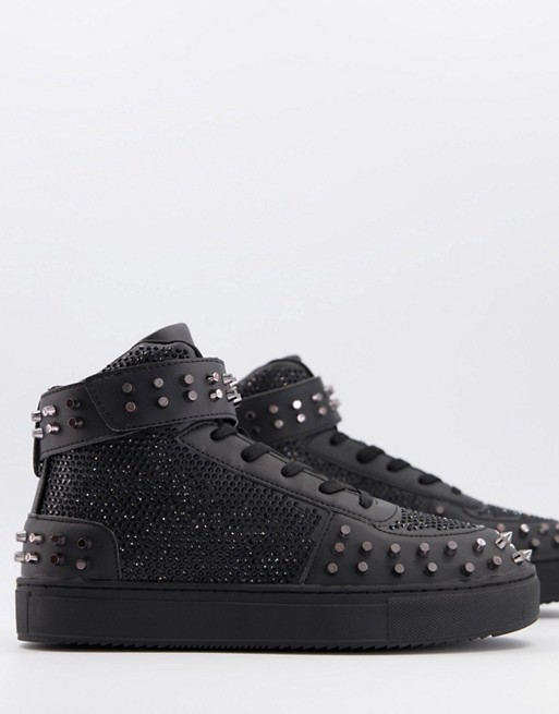 ASOS DESIGN high top trainer with studs