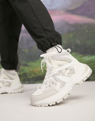 ASOS DESIGN high top trainers with rubber panels and chunky sole in white - ASOS Price Checker