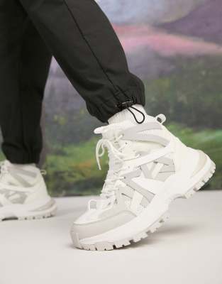 ASOS DESIGN high top trainers with rubber panels and chunky sole in white - ASOS Price Checker