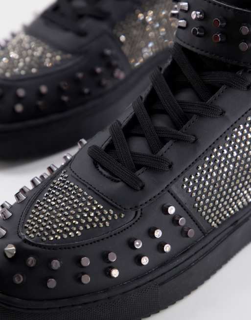 ASOS DESIGN high top trainers with studs