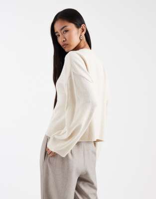 Asos Design High V Banana Sleeve Sweater In Multi