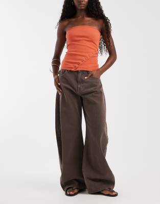 Asos Design High Waist Baggy Bow Leg Jeans