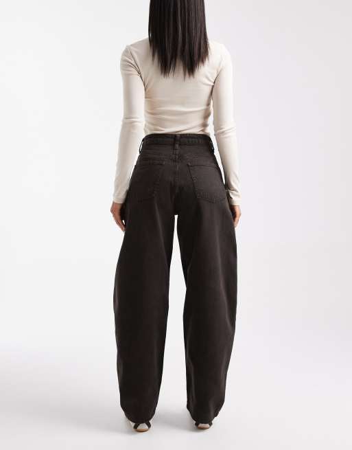ASOS DESIGN high waist barrel jean in chocolate