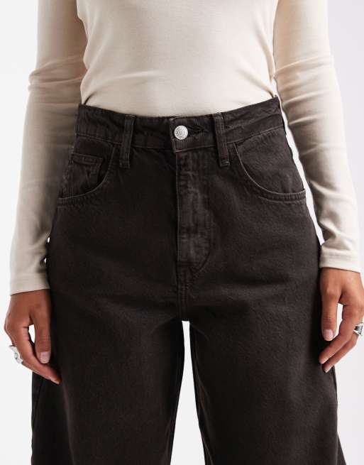 ASOS DESIGN high waist barrel jean in chocolate