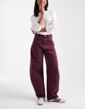 [ASOS DESIGN] ASOS DESIGN high waist barrel jeans in burgundy-Red 14 BURGUNDY