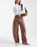 [ASOS DESIGN] ASOS DESIGN high waist barrel jeans in mocha-Brown 14 Mocha