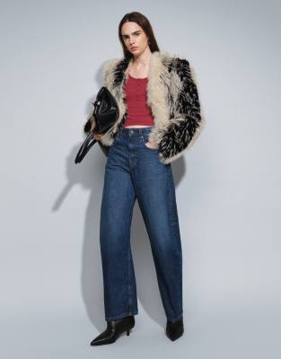 Asos Design High Waist Barrel Leg Jeans In Blue