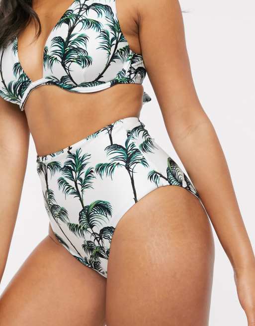 Palm tree clearance high waisted bikini