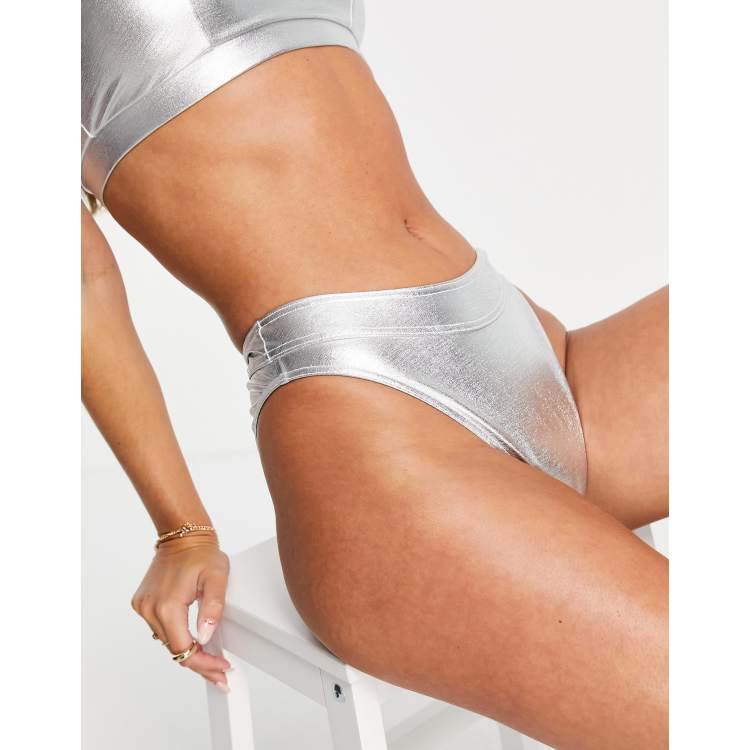 Metallic Silver Classic Bikini Bottoms 