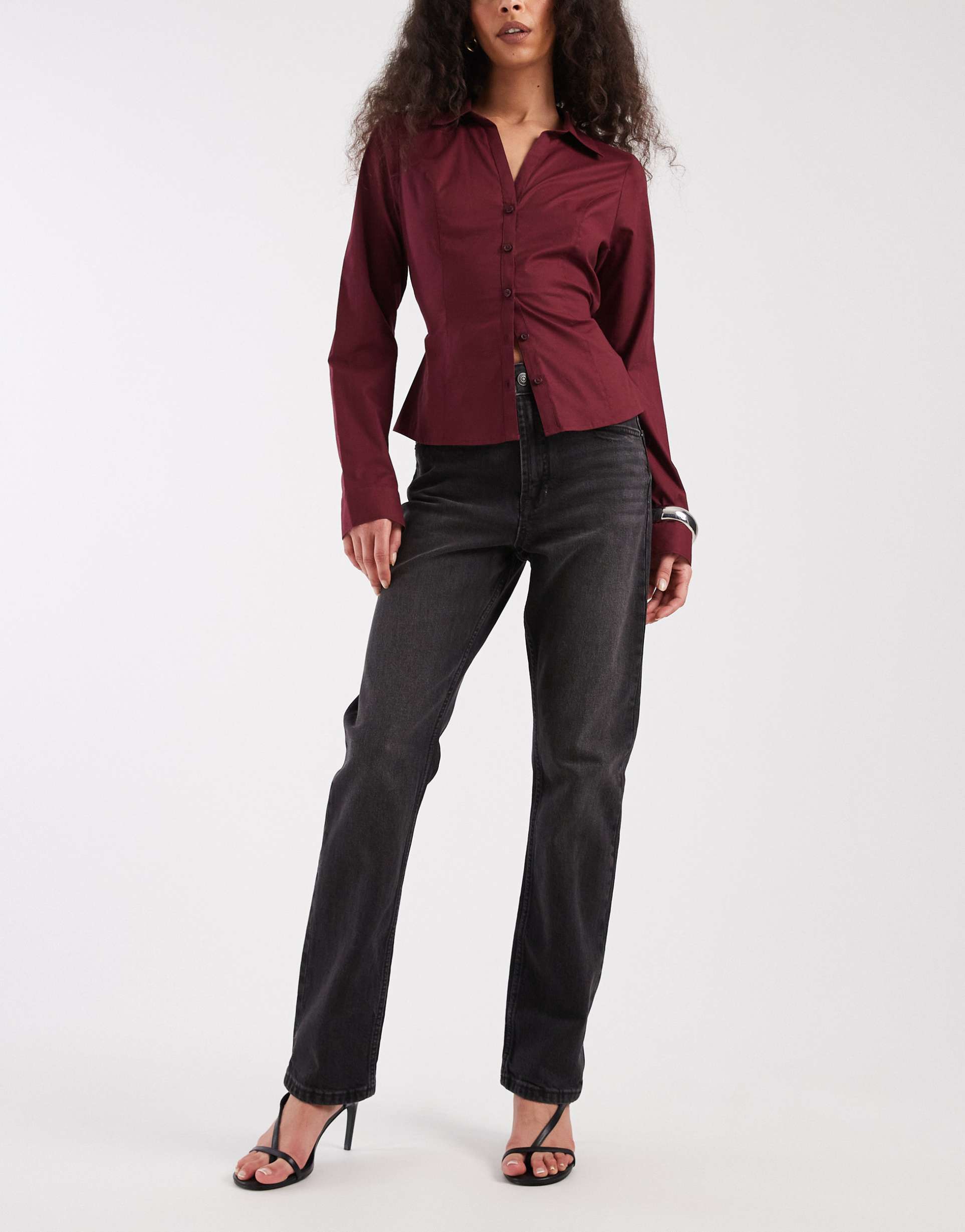 asos design high waist cigerette jeans in black