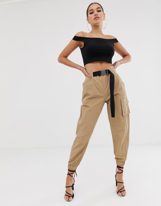 High waist shop pants with belt