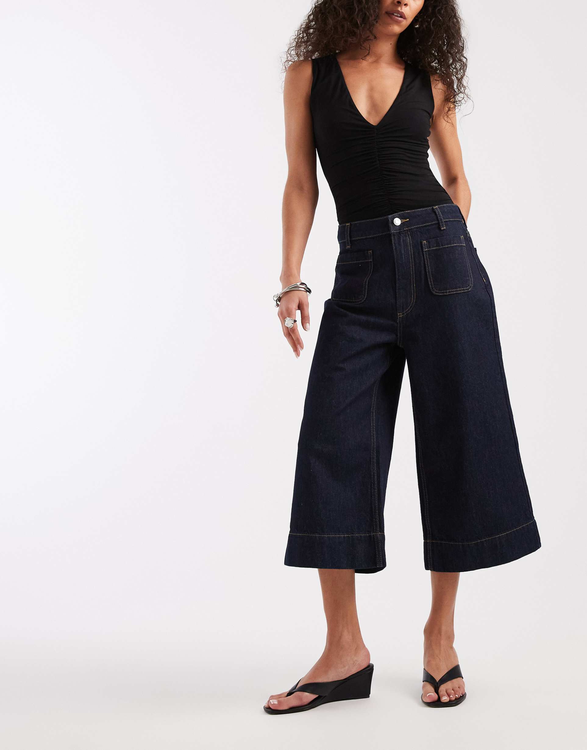 asos design high waist culottes with front pockets
