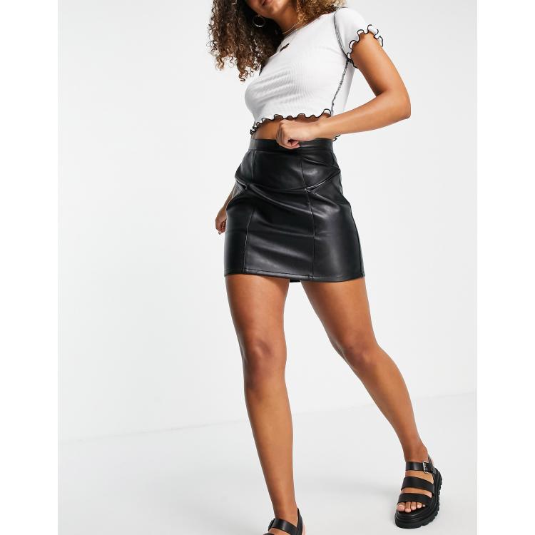 Asos black faux leather mini outlet skirt