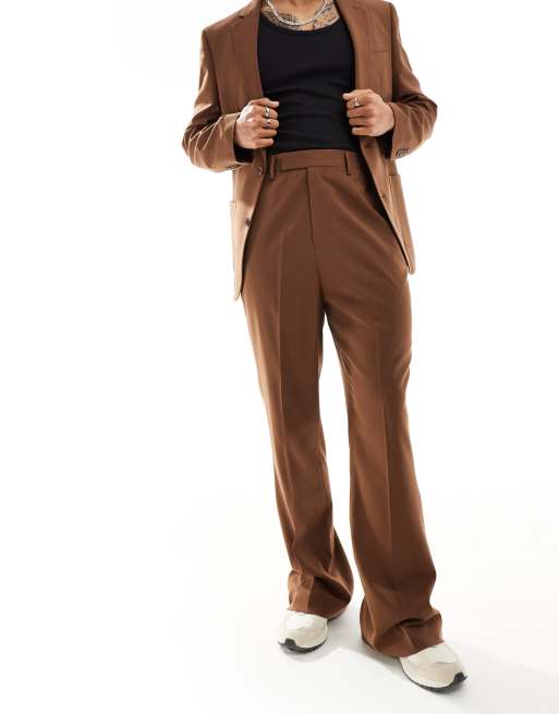 chocolate brown women's dress pants Italian-style Chocolate Brown Pants with Black Belt main image 1