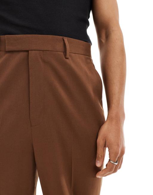 high waisted brown dress pants Exclusive High Waisted Piping Seams Front Dress Pants main image 0