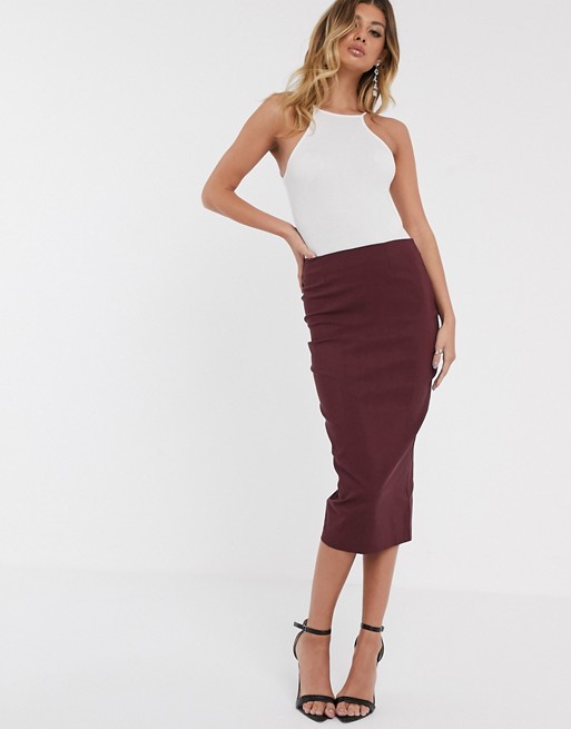 ASOS DESIGN high waist longerline pencil skirt