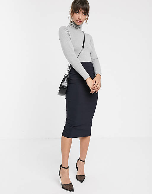 ASOS DESIGN high waist longerline pencil skirt | ASOS