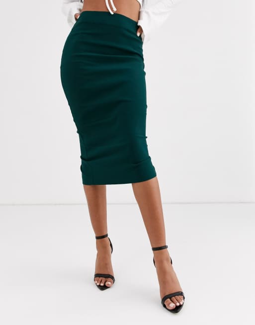 ASOS DESIGN high waist longerline pencil skirt