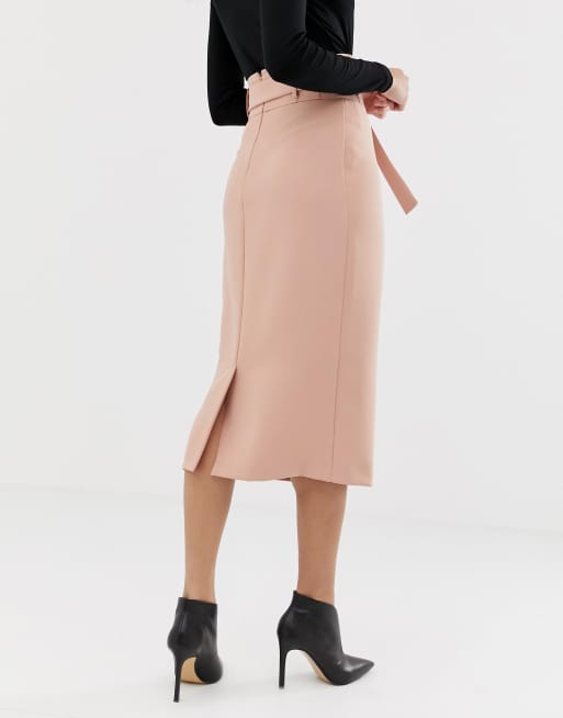 Asos design high waist 2025 midi skirt with tie