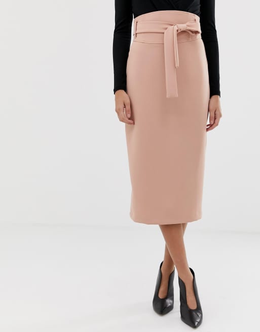 Asos design high waist 2025 midi skirt with tie