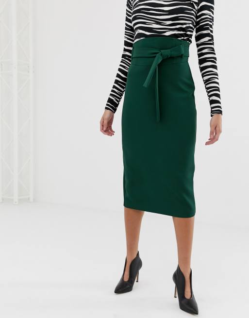 Asos design high waist 2025 midi skirt with tie