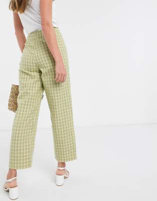 green check trousers womens