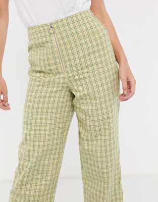 green check trousers womens