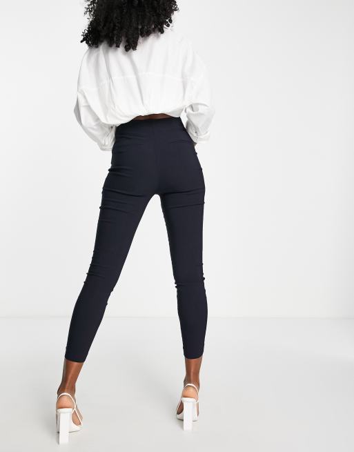 ASOS DESIGN high waist pants in skinny fit in navy ASOS