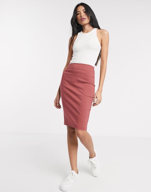 Pink pencil cut skirt best sale