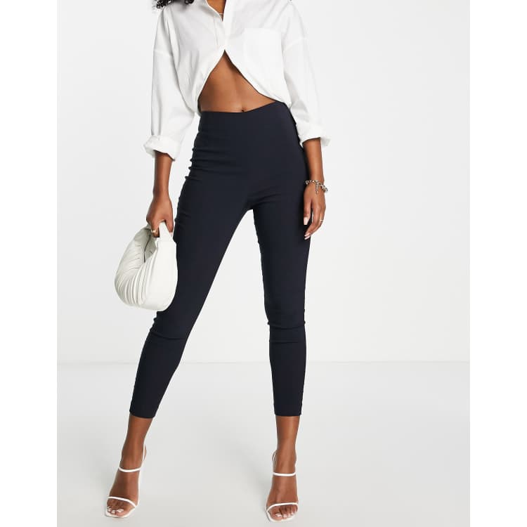 ASOS DESIGN High Waist Skinny Fit Pants In Navy ASOS, 56% OFF