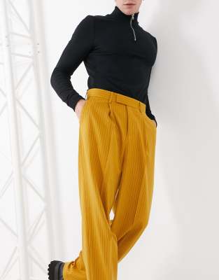 yellow pinstripe pants