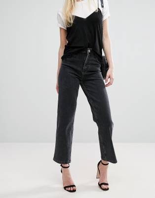 high waist black jeans straight leg