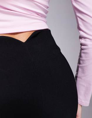 Asos Design High Waist Straight Leg Pants With Side Slit In Black In Black