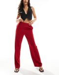 [ASOS DESIGN] ASOS DESIGN high waist straight leg tailored pants in red 18 Red
