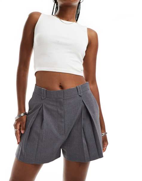 ASOS DESIGN high waist tailored shorts in grey - view 1