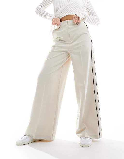 Asos white wide leg trousers best sale