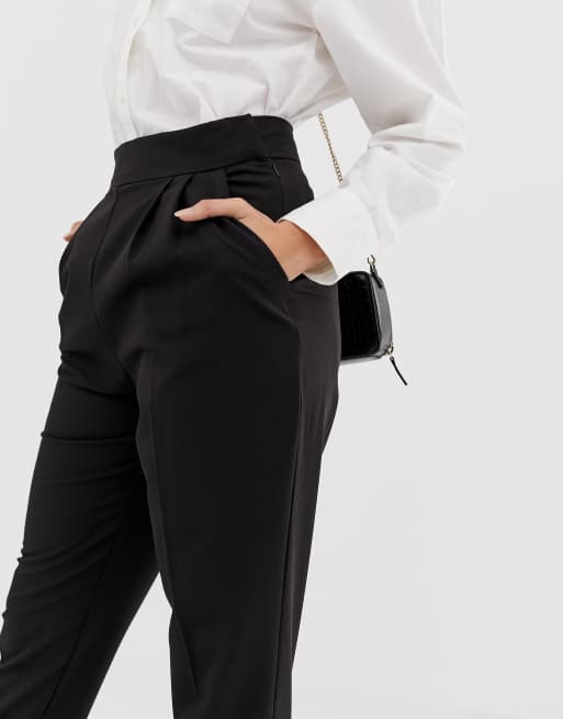 ASOS DESIGN High Waist Tapered Pants with Elasticated Back