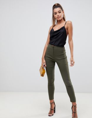 skinny fit high waisted trousers